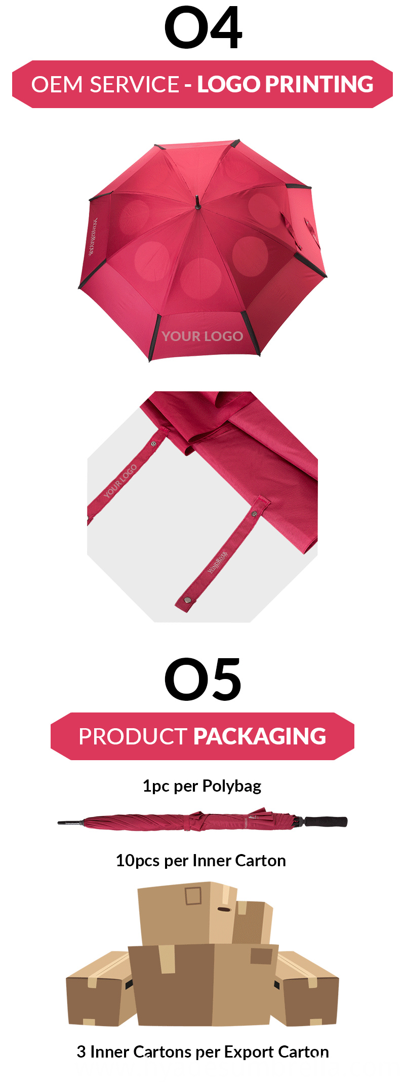 Large Double Layered Windproof Golf Umbrella Plain Color Packaging Large Double Layered Windproof Golf Umbrella Plain Color Packaging